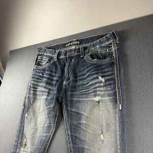 Affliction Jeans Men's 40x34* Blue Gage Straight Distressed Stretch Y2K Grunge